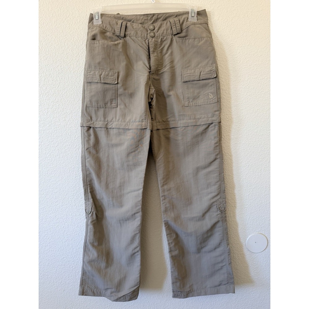 The North Face Womens Cargo Pants Size 8 Convertible Hiking Nylon Tan - Picture 2 of 16